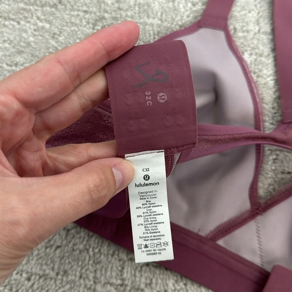 Lululemon Awake to Lace Bra Plumful / Smoky Blush purple Mauve sports bra yoga - Picture 7 of 7